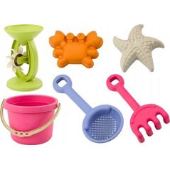 LeanToys Zestaw Zabawek Do Piasku Wiaderko Młynek Sitko foremki Pastelowy 13676781 5905991021568
