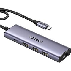 HUB USB Ugreen Hub USB-C Ugreen CM511, HDMI 4K 60Hz, 3x USB 3.0 5Gbps, PD 100W (srebrny) 13680329 6941876215973