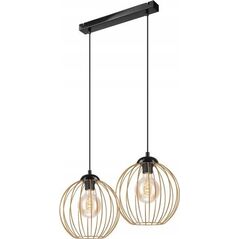 Lampa wisząca Lamkur Lamkur Zoya 45399 lampa wisząca zwis metalowa loft klatka 2x60W E27 czarna/złota 13685349 5907687445399