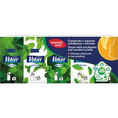 Velvet Chusteczki higieniczne VELVET, Eukaliptus i mentol, 4-warstwowe, 10x10szt., białe 13757274 5901478005366
