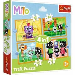 Trefl PUZZLE 4w1 Poznaj Milo i jego przyjaciół 34654 13818867 5900511346541