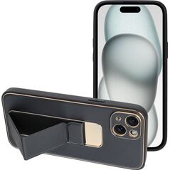 OEM Futerał LEATHER CASE KICKSTAND do IPHONE 15 Plus czarny 13844344 5903396213069
