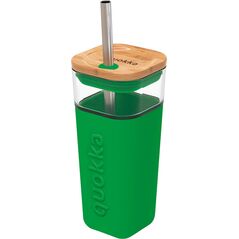 Quokka Quokka Liquid Cube - Kubek szklany 540 ml ze słomką ze stali nierdzewnej (Green) 13881972 8412497400614