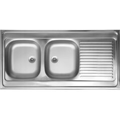 Zlewozmywak Kuchinox SK6_021T / KUCHINOX / ZLEW / STALOWY NAKŁADANY 60X120 2KOM  Z OC. GŁADKI + SYFON (OKS_B14K)  / 13888494 8697419566344