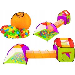 LeanToys Plac Zabaw 3w1 Domek Namiot Tunel Kulki Kolorowy 13921879 5905991023142