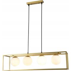 Lampa wisząca Italux GTV Avelin OS-AVEL3-40-DEC lampa wisząca zwis metalowa klatka kule ball szklane klosze 4x40W E27 złota/biała 13932051 5902801352287