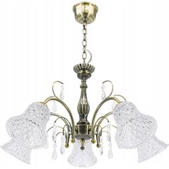 Lampa wisząca Elem Nicea 8613/5 21QG lampa wisząca zwis 5x60W E27 mosiądz/transparentna 13935336 5907737332334
