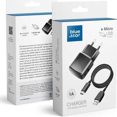 Ładowarka Blue Star BLUE STAR ładowarka sieciowa 1A 5W USB A + kabel USB A do Micro USB TFK-TC-1100B czarna 13938100 5901737182937