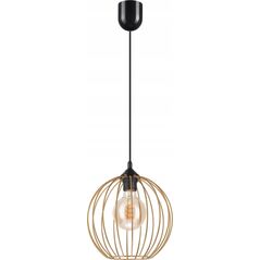 Lampa wisząca Lamkur Lamkur Zoya 45153 lampa wisząca zwis nowoczesna loft klatka metalowa 1x60W E27 złota/czarna 13940463 5907687445153