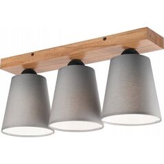 Lampa sufitowa Lamkur Lamkur Lula 47652 plafon lampa sufitowa boho drewniany materiałowe klosze 3x60W E27 szary/drewno 13940628 5907687447652