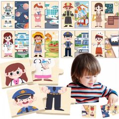 Viga Toys Drewniane Puzzle Układanka Dopasowanie Zawodów  Lumarko! 13948291 6971608446504