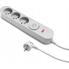 Listwa zasilająca Plastrol Plastrol Filtr W-00011 listwa zasilająca z układem przeciwprzepięciowym trzy gniazda, włącznik szara 13955279 5902273423812