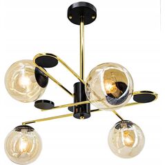 Lampa wisząca Mdeco Elem Agrafka 6302/4 BL TR lampa wisząca zwis 4x60W E27 czarna/złota 13963026 5907737335632
