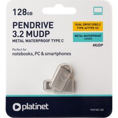 Pendrive Platinet PLATINET PENDRIVE USB 3.2 + USB-C 128GB METAL UDP WATERPROOF [45969] 13963293 5907595459693