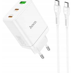 Ładowarka Hoco HOCO ładowarka sieciowa 2 x Typ C + USB A + kabel Typ C do Typ C PD QC3.0 3A 35W N33 biała 13968324 6942007621090