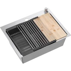 Zlewozmywak Quadron Zlewozmywak stalowy LUKE 110 WORKSTATION Nikiel szczotkowany 13970880 5905505503177