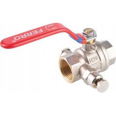 Ferro KFP01/ FERRO/  F-POWER/ ZAWÓR KUL. WODNY Z RĄCZKA 1/2'' NAKR-NAKR, Z ODPOWIETRZNIKIEM I KORKIEM 13977797 5902194992596