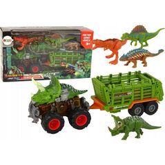 LeanToys Pojazd z Motywem Dinozaura Przyczepa 4 Sztuki Dinozaurów LEAN Toys 14048251 5905679076057