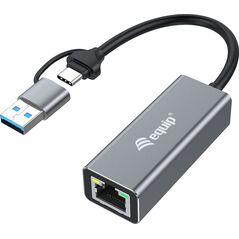 Adapter USB Equip Equip Adapter USB-C -> RJ45 10/100/1000/2500 Mbps + USB-A 14050629 4015867236635
