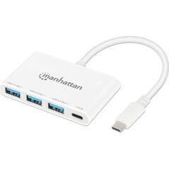 Manhattan MANHATTAN 3-Port USB 3.0 Typ-C Hub mit PD Port 3x USB-A weiß 14050925 766623168434