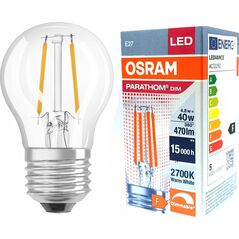 Ledvance Żarówka LED Osram 4,8W (40W) E27 P45 470lm 2700K ciepła 230V ściemnialna filament kulka przezroczysta 4058075590694 14071637 4058075590694