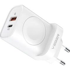 Ładowarka Veger VEGER ładowarka sieciowa USB A + Typ C + ładowarka indukcujna kompatybilna z Apple Watch PD QC3.0 3A 25W W002E biała 14071965 6970453555911