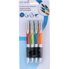 Topwrite Topwrite - Zestaw długopisów kulkowych z gumowym uchwytem niebieski 4 szt. 14089120 8711252798851