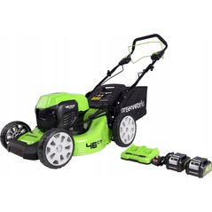 Kosiarka akumulatorowa Greenworks 2x24V Kosiarka akumulatorowa z napędem 46cm G24X2LM46SPK4X  zestaw ładowarka dual + 2 aku 4Ah 14090603 6952909062457