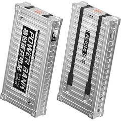 Powerbank Wekome WEKOME WP-339 Container Series - Power bank 10000 mAh Super Charging z wbudowanym kablem USB-C & Lightning PD 20W + QC 22.5W (Srebrny) 14092437 6941027642078
