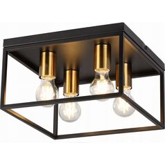 Lampa sufitowa Reality Cage 638704-02 plafon oprawa sufitowa 4x40W E27 czarny/złoty 14105022 5903205002297