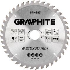 Graphite Tarcza do pilarki, widiowa, 210 x 30 mm, 40 zębów 14141739 5902062061942