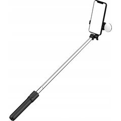Selfie stick Hurtel Selfie stick WH1YXS teleskopowy tripod 1m z okrągłą lampą i uchwytem na telefon - czarny 14146932 5907769360596