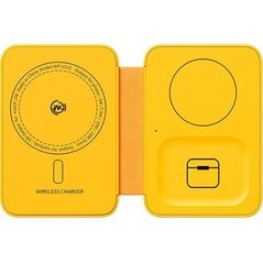 Ładowarka Wekome WEKOME WP-U172 - Ładowarka bezprzewodowa 3w1 z MagSafe do iPhone, Apple Watch i AirPods + lusterko (Żółty) 14178047 6941027648032