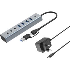 Conceptronic Conceptronic HUBBIES20GP huby i koncentratory USB 3.2 Gen 1 (3.1 Gen 1) Type-C 5000 Mbit/s Szary 14197975 4015867238295