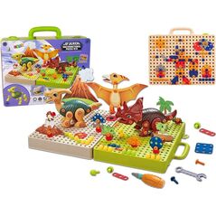 LeanToys Zestaw Plansza Klocki DIY Dinozaury Śrubokręt 14214749 5905515355780