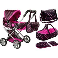 LeanToys Wózek Dla Lalek Alice Nosidełko Torba Czarno- Różowy 14250411 5903802452839