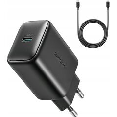 Ładowarka Joyroom Ładowarka Joyroom JR-TCF23 sieciowa USB-C 25W SFC / PPS / PD - czarna + kabel USB-C / USB-C 1m 14254270 6956116723453