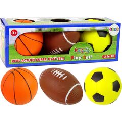 LeanToys Zestaw Miękkich Piłek Sportowych 3w1 Piłka Nożna Koszykówka LEAN Toys 14255172 5905214974299
