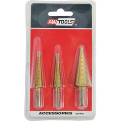 Wiertło AWTools AWTOOLS WIERTŁA STOPNIOWE HSS-TIN KOMPLET 3 SZTUKOWY / 3-12mm / 4-12mm / 4-20mm 14268403 5903678615246