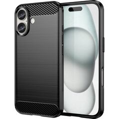 Hurtel Etui silikonowe Carbon Case do iPhone 16 - czarne 14295426 5907769364730