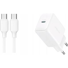 Ładowarka Joyroom Ładowarka Joyroom JR-TCF20 sieciowa USB-C PD 20W - biała + kabel USB-C / USB-C 1m 14295462 6956116723118