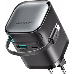 Ładowarka Joyroom Ładowarka GaN Joyroom JR-TCL02 65W USB-A USB-C z wbudowanym kablem USB-C - czarna 14397123 6956116714475