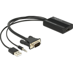 Adapter AV Delock D-Sub (VGA) - HDMI + USB-A + Jack 3.5mm czarny (62597) 749480 4043619625970