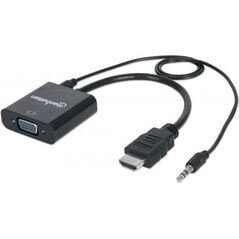 Adapter AV Manhattan HDMI - D-Sub (VGA) + Jack 3.5mm czarny (151559) 743531 766623151559