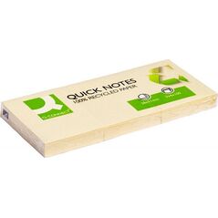 Q-Connect Bloczek samoprzylepny Q-CONNECT 100% Recycled, 38x51mm, 3x100 kart., żółty