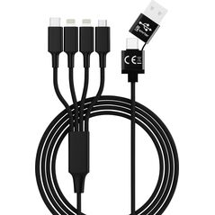 Kabel USB Smrter USB-A - USB-C + microUSB + 2x Lightning 1.2 m Czarny (SMRTER_ELITE_L_BK)
