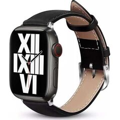 Crong Crong Noble Band - Pasek z naturalnej skóry do Apple Watch 42/44/45/49 mm (Black Noir)