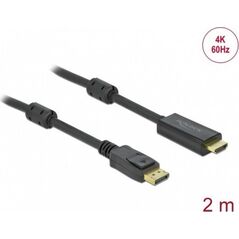 Adapter AV Delock Cable Active DisplayPort 1.2 to HDMI Cable 4K 60 Hz 2 m - Black