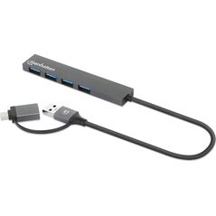 Manhattan Manhattan 181006 huby i koncentratory USB 3.2 Gen 1 (3.1 Gen 1) Type-A 5000 Mbit/s Szary