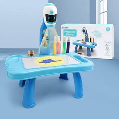 LeanToys Mini Projektor Robot Stolik 2w1 Akcesoria Niebieski